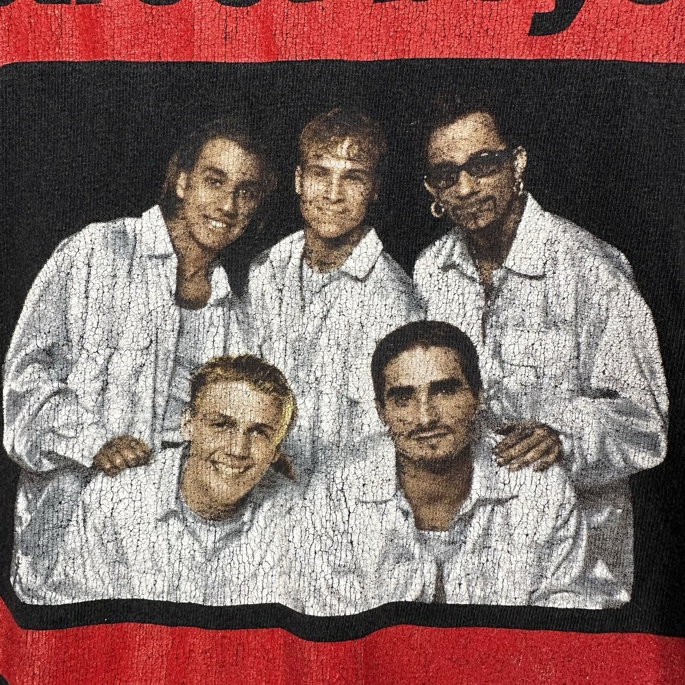 Vintage Backstreet Boys 1998 Tour T-Shirt Adult Medium Black Faded Worn - Picture 3 of 8